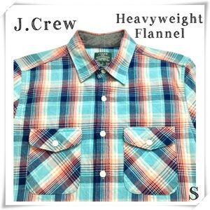 J.CREW Heavyweight Flannel Plaid Button Down Shirts In Aqua Blue Style 20638